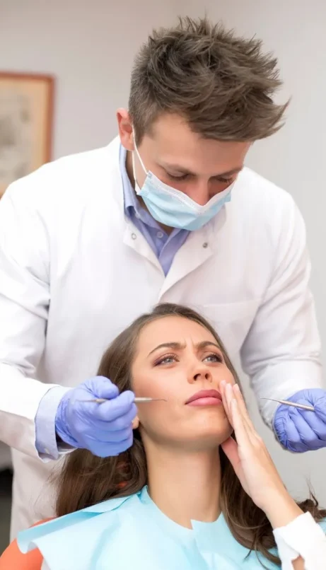 Dentist treating a female patient